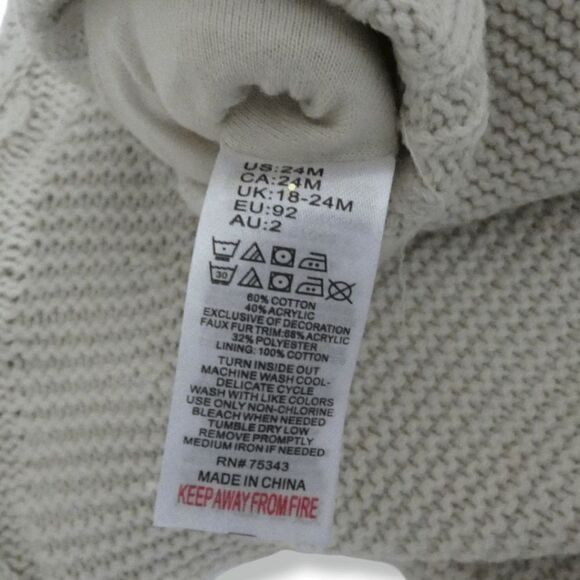 NWT Cupcakes & Cashmere Baby Girl 3pc Sweater Dress Set Oatmeal Bow Knit 24M - Picture 7 of 8